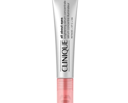 All About Eyes de Clinique: Sérum iluminador con vitamina C, ácido hialurónico y retinoides, que reduce ojeras y bolsas, con aplicador metálico.